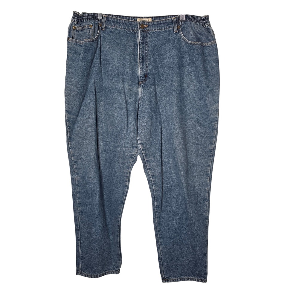 LL Bean Jeans Men 24W Blue Flannel Lined Relaxed Fit Elastic Waist 275355 Denim